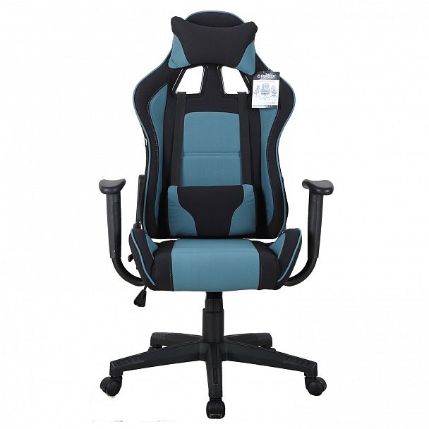 Кресло компьютерное BRABIX "GT Racer GM-100", две подушки, ткань, черное/голубое, 531818 - Вид 6
