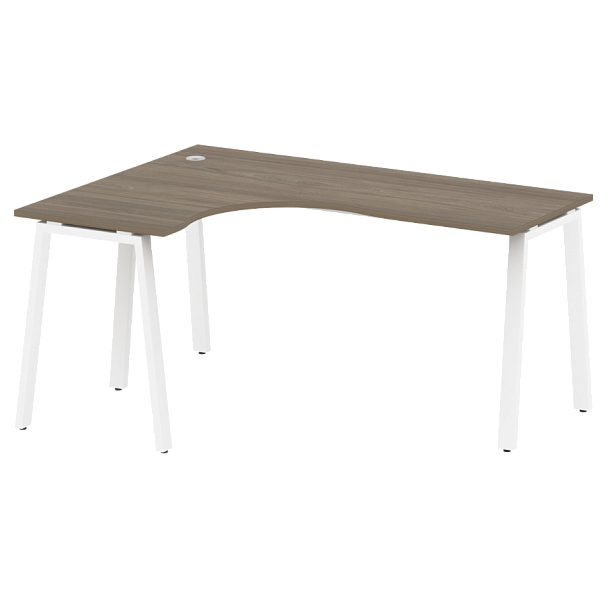 Metal System Стол криволинейный левый на А-образном м/к БА.СА-4 (L) Вяз/Белый металл 1600*1200*750 - Вид 1