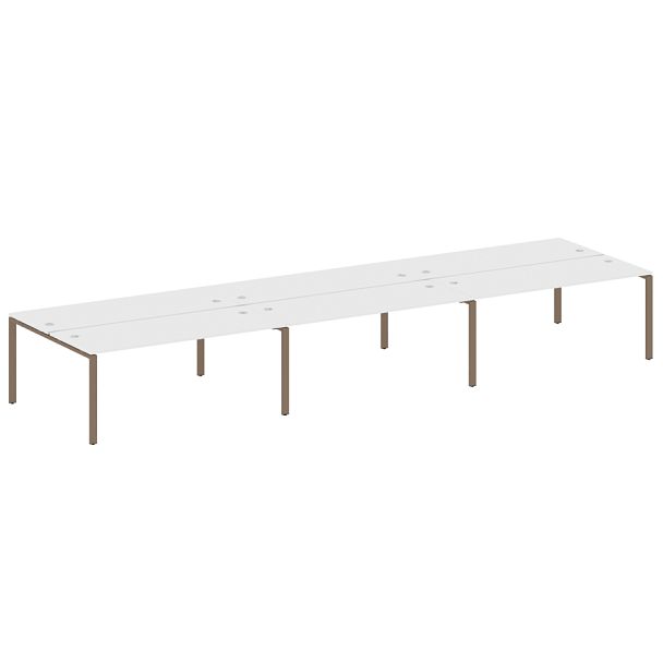 Metal System Р. ст. на 6 раб. места на П-образном м/к БП.СМ-6.5 Белый/Мокко металл 5400*1475*750 - Вид 1