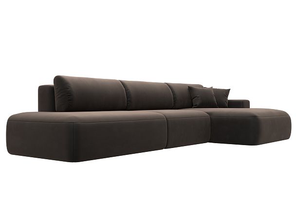 Диван угловой Лига-036 Модерн Лонг правый угол Велюр коричневый - Вид 3