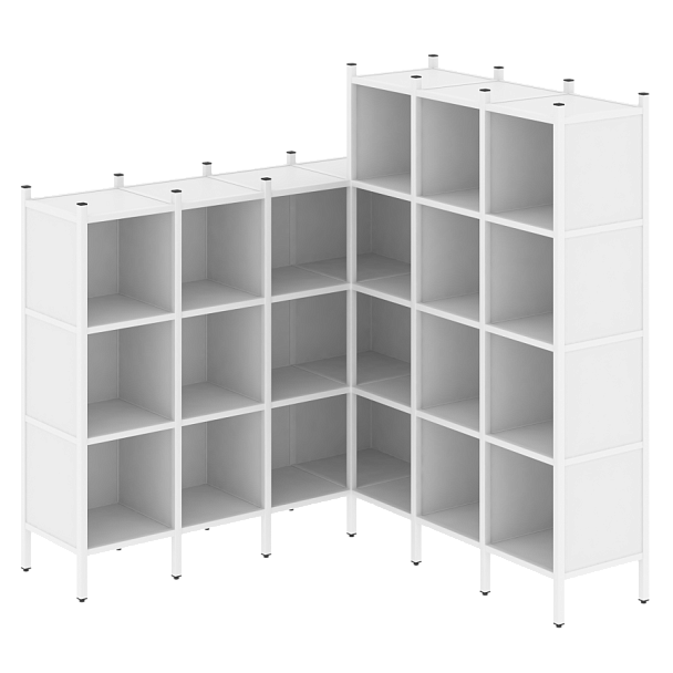 Loft Угловой внутренний стеллаж наборный VR.L-50 Белый бриллиант/Белый металл 1694*1694*1869 - Вид 1