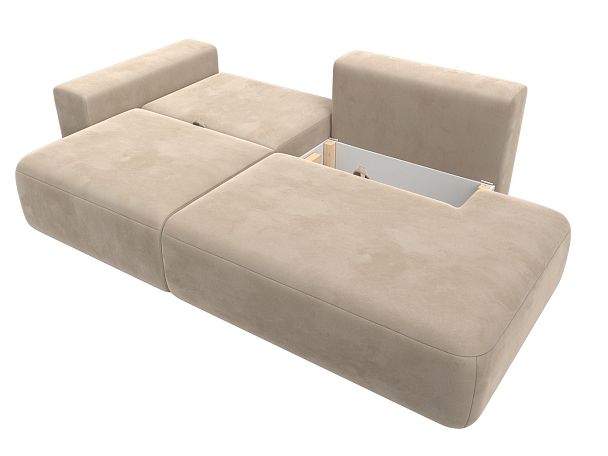 Диван прямой Лига-036 Модерн подлокотник слева Велюр бежевый - Вид 8