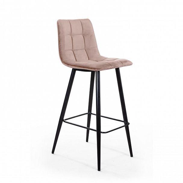 Стул барный UNO, бархат бежевый 5/ чёрный конус - Вид 2
