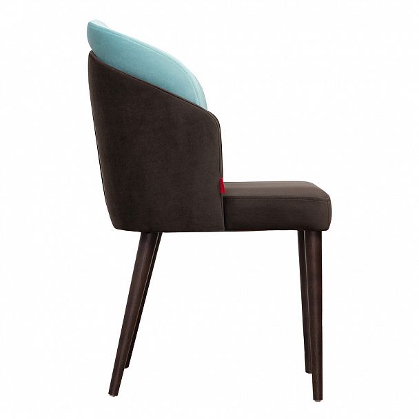 Полукресло Лилия, велюр коричневый/ голубой - Вид 4