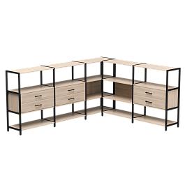 Набор стеллажных систем №15 Everprof EVO 2440x2020x1120 Дуб Соната/Черный - Фото предпросмотра