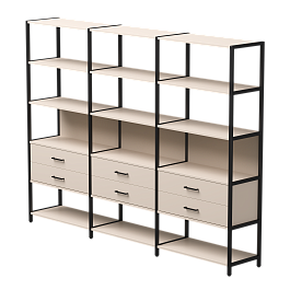 Набор стеллажных систем №9 Everprof EVO 2440x385x1840 Кашемир/Черный - Фото предпросмотра