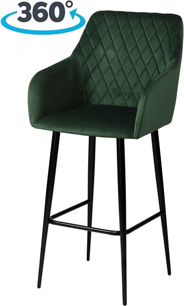 Барное поворотное кресло Барли К, Confetti deep forest/черный - Вид 1