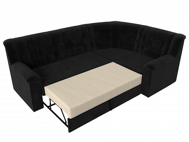 Угловой диван Карелия правый (полностью велюр черный) - Вид 6