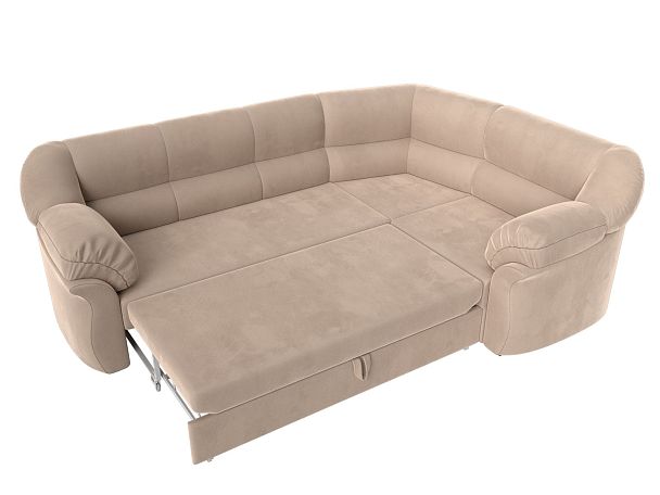 Диван угловой Карнелла правый (полностью велюр бежевый) - Вид 7