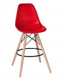 Стул барный LMZL-PP623G (ножки светлый бук, цвет сиденья красный) - Фото предпросмотра