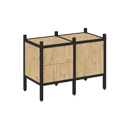 Loft Прямой стеллаж наборный VR.L-01 Тиквуд светлый/Чёрный металл 862*446*636 - Фото предпросмотра