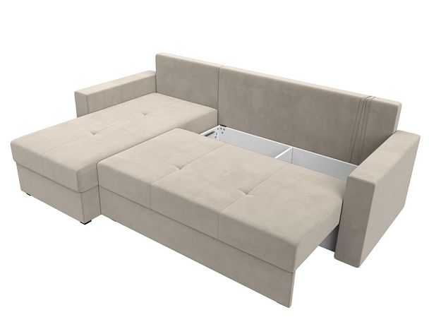 Диван угловой Верона Лайт угол левый (полностью микровельвет бежевый) - Вид 7