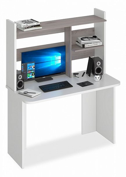 Стол компьютерный Домино Lite СКЛ-Прям120Р+НКЛ-120 Белый/Нельсон - Вид 1