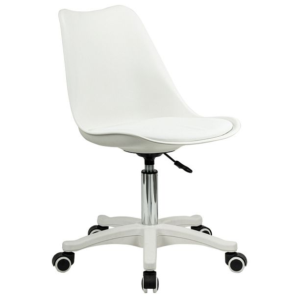 Кресло стул BRABIX "Eames MG-310 PL", пластик белый, экокожа белая, 532926 - Вид 1