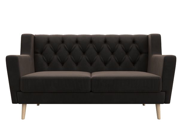 Прямой диван Брайтон 2 Люкс (полностью велюр коричневый) - Вид 2