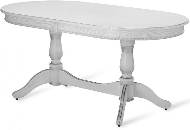 Стол деревянный раздвижной Барэнт 170(220)х90х76 Белый с серебряной патиной - Вид 3