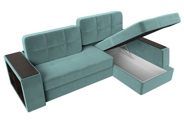 Угловой диван Брюссель правый (полностью Велюр бирюзовый) - Вид 7