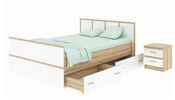 "Сакура" кровать 1,4м LIGHT (1550х860х2034) дуб сонома/белый - Вид 4