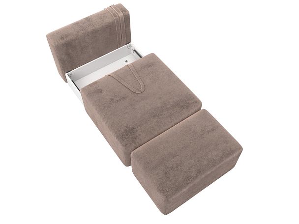 Модули диван и пуф Лига-060 НПБ Велюр бежевый - Вид 7