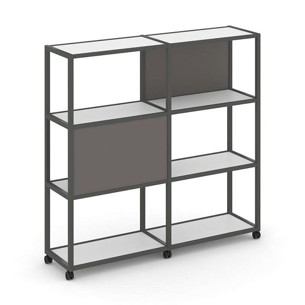 Shelf Mobile Стеллаж 4 уровня 2 секции VR.LT-STK-412.08 Белый Бриллиант/Металл Антрацит/W-26 1570*400*1523 - Вид 1