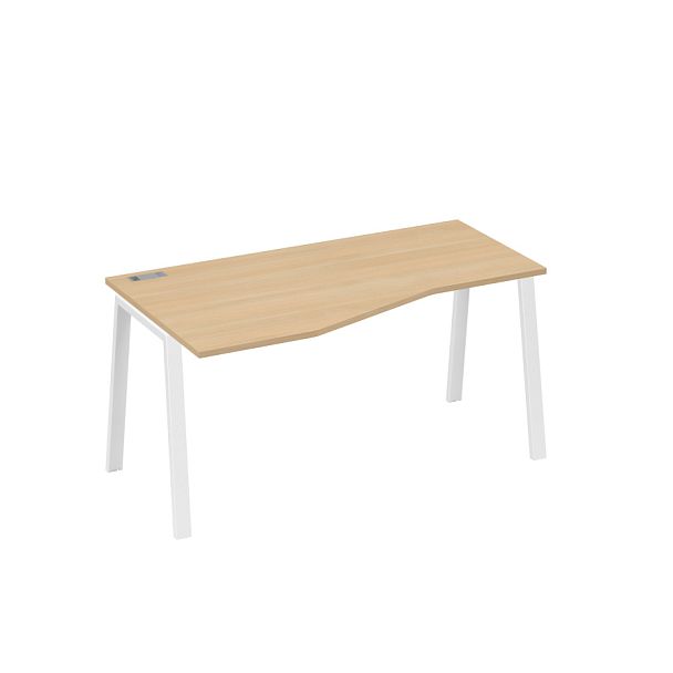 Стол эргономичный левый "Техно" на металлокаркасе TRE A4 А4 Б3 065 БП натуральный дуб / металлокаркас белый - Вид 1