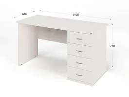 UNITY РС06-14 R ДУБ МОЛОЧНЫЙ Стол однотумбовый 1400х600х750 - Фото предпросмотра