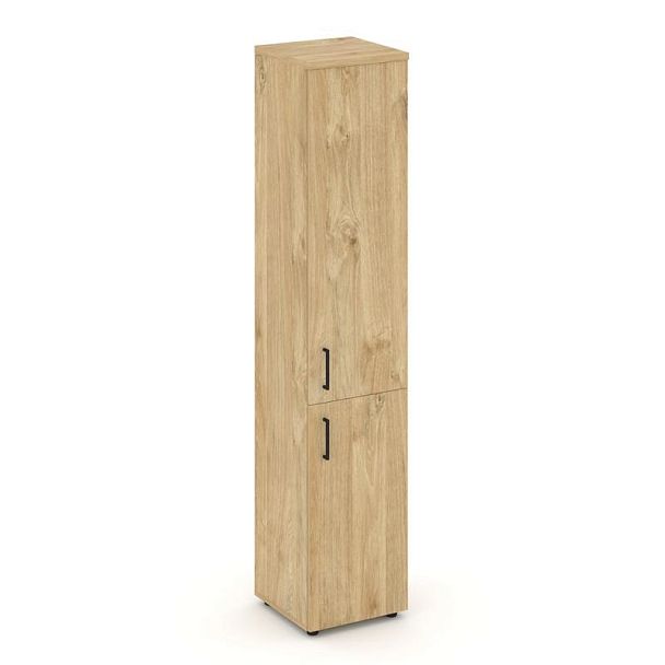 Стайл Проджект Шкаф высокий узкий SN.STU.E-104(R) Тиквуд Светлый/Черный Ручки 400*400*1982 - Вид 1