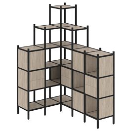 Loft Угловой внутренний стеллаж наборный VR.L-43 Дуб аттик/Чёрный металл 1278*1694*2280 - Фото предпросмотра