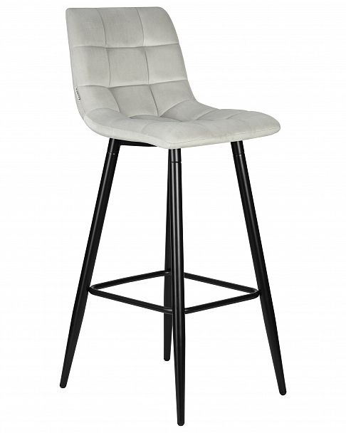 Стул барный DOBRIN NICOLE (черные матовые ножки, светло-серый велюр (108-52)) - Вид 2