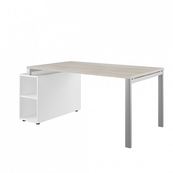 Стол руководителя на опорной тумбе. Правый Tess 160x90x75 светлый дуб - Вид 1