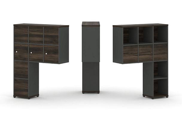 Concept Надставка высокая CN.DNV-010 Дуб Мали/Антрацит/Металл Антрацит 1099*350*1486 - Вид 1