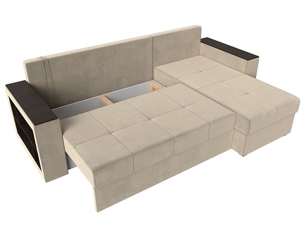Диван угловой Дубай Лайт угол правый (полностью микровельвет бежевый) - Вид 8