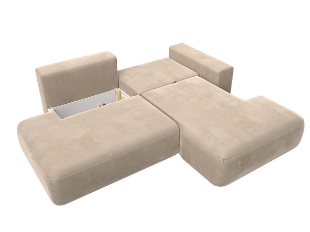 Диван угловой Лига-036 Модерн правый угол Велюр бежевый - Вид 2
