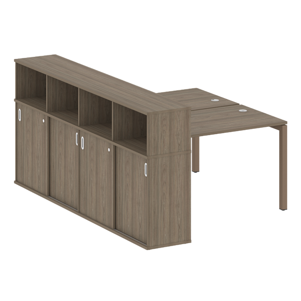 Metal System Quattro Р. ст. с шкафом-купе на П-образном м/к 50БП.РС-СШК-4.2 Т Вяз/Мокко металл 1610*2332*1098 - Вид 1