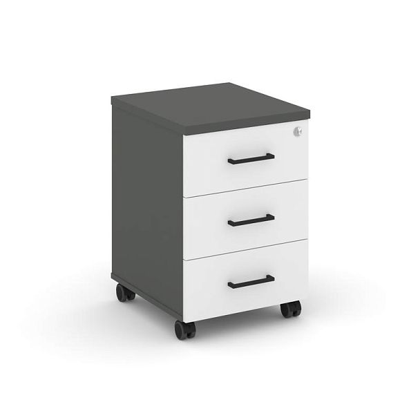 Стайл Проджект Тумба мобильная усил. колеса SN.TMU-002 Антрацит/Антрацит/Белый/Черный Ручки 416*460* - Вид 1