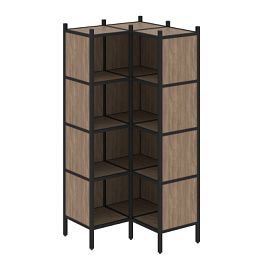 Loft Угловой внутренний стеллаж наборный VR.L-31 Дуб аризона/Чёрный металл 862*862*1869 - Фото предпросмотра