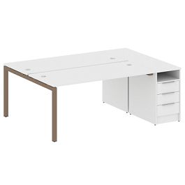 Metal System Quattro Р. ст. с тумбой на П-образном м/к 50БП.РС-СТП-2.4 Белый/Мокко металл 2012*1475*750 - Фото предпросмотра