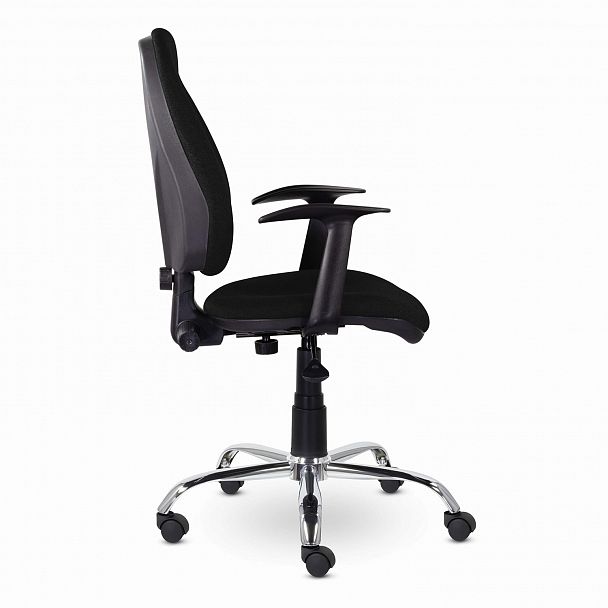 Кресло BRABIX "Comfort MG-322", хром, регулируемая эргономичная спинка, ткань, черное, 532558 - Вид 3