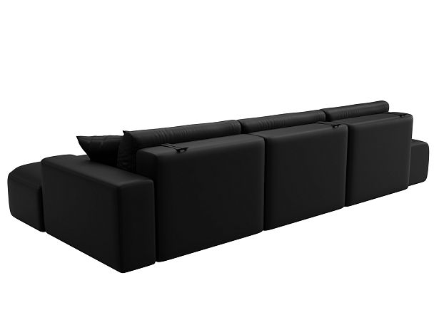 Диван угловой Лига-036 НПБ Модерн Лонг правый угол Экокожа черный - Вид 6