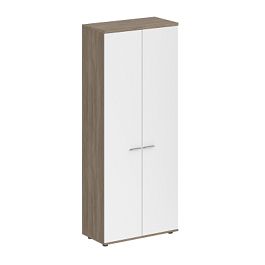 Шкаф высокий Sigma 800х400х1955, 2-х дв., з.ст HDF / корпус: дуб темный; фасады: белый - Фото предпросмотра