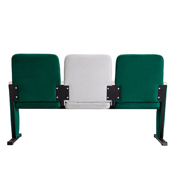 Театральная секция трехместная, велюр Remy 81+Remy 69, бук морилка белая - Вид 8