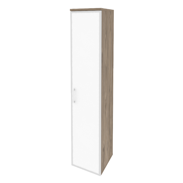 Onix Шкаф высокий узкий правый O.SU-1.10 R (R) white Тиквуд темный/Стекло 400*420*1977 - Вид 1