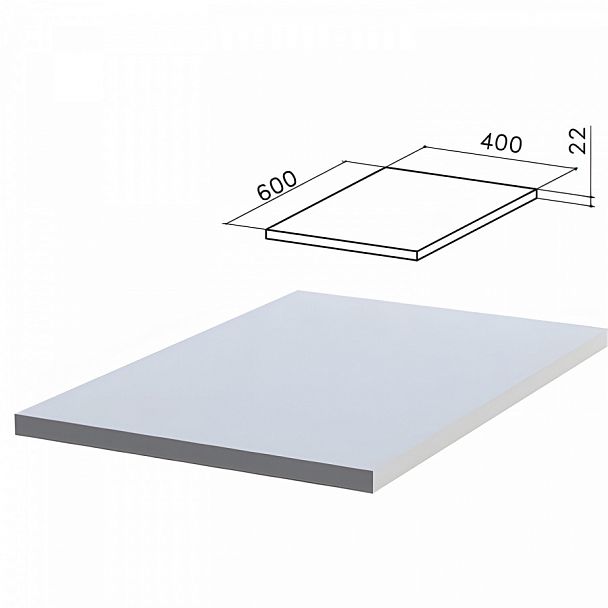Крышка для тумбы приставной "Монолит", 400х600х22 мм, серый, ТМ02.11 - Вид 1