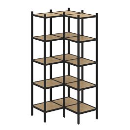 Loft Угловой внутренний стеллаж наборный VR.L-32 Тиквуд светлый/Чёрный металл 862*862*1869 - Фото предпросмотра