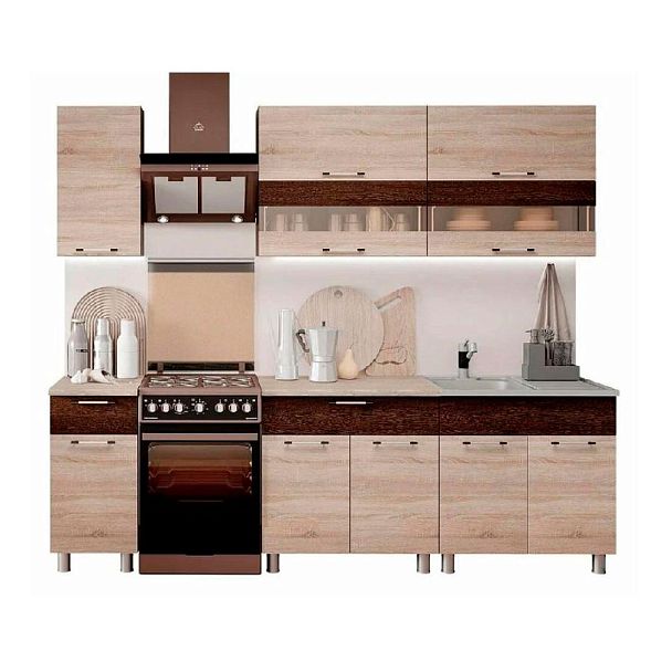Кухня 2,0м "Монтана" сонома/венге - Вид 1