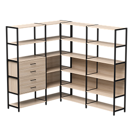 Набор стеллажных систем №17 Everprof EVO 1635x2020x1840 Дуб Соната/Черный - Фото предпросмотра