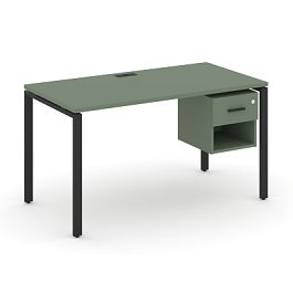 Concept Стол рабочий с подвесной тумбой 1 открытой нишей и одним ящ. CN.SP-118 B Кобо/Металл Черный 1180*720*750 - Фото предпросмотра