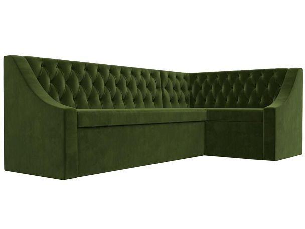 Кухонный угловой диван Мерлин правый (полностью микровельвет зеленый) - Вид 3