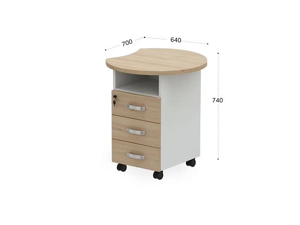 БЕРЛИН / BERLIN Тумба приставная правая 640х700х740 Акация/Белый - Вид 2