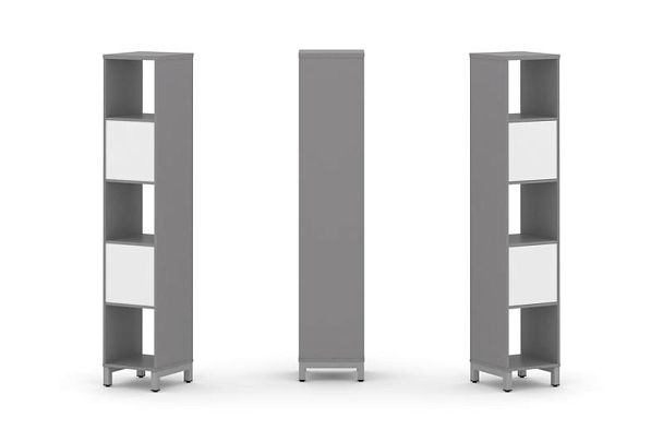 Стайл Проджект Набор стеллажа одностороннего, 5 ярусов SN.NS-511 Серый Пепел/Белый/Металл Серый 387* - Вид 1